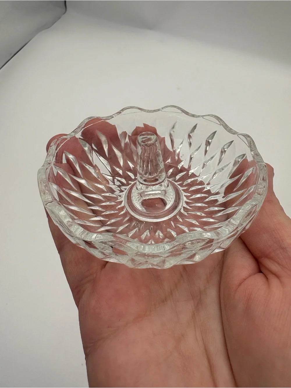 Vintage Clear Glass Ring Holder Dish